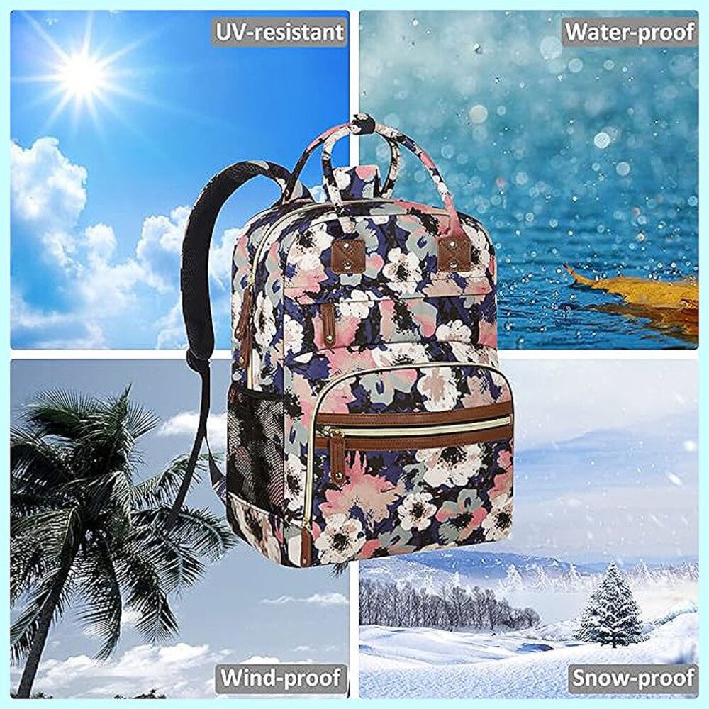 Diaper Bag Backpack Tote for Women Large Capacity, Floral Painting - Picture 7 of 8